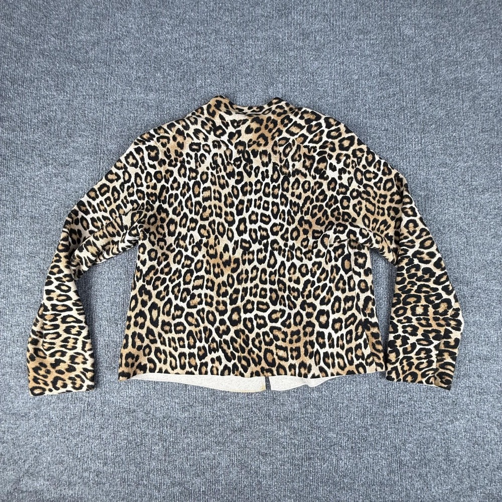 Chicos Cardigan Sweater Womens 2 Brown Leopard Print Button Front Stretch Knit - Picture 9 of 12